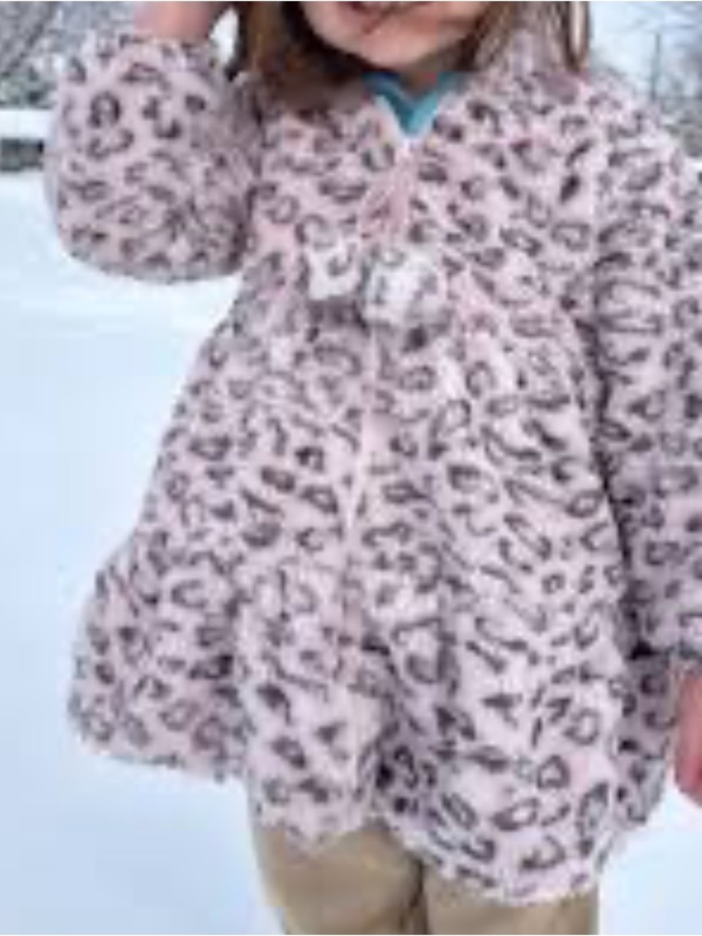 American Widgeon Girls Pink Leopard Print Faux Fur Coat